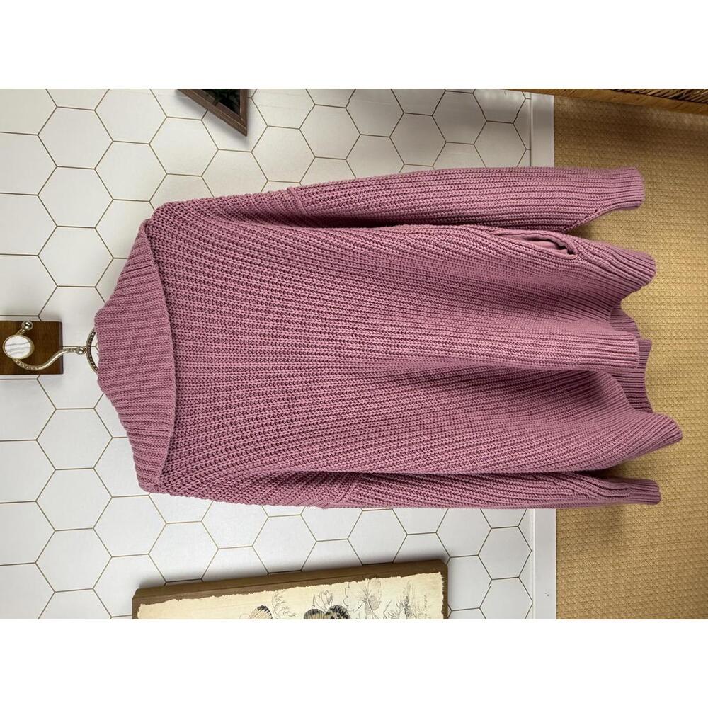 Free People Chunky Pink Heavy Knit Swim Too Deep Cardigan - Size - Small - Picture 4 of 8